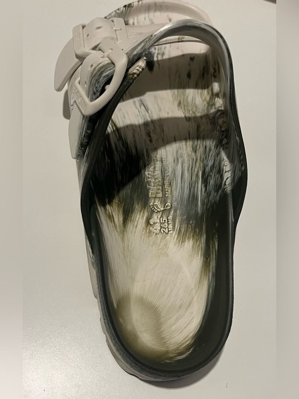 Birkenstock White and Black Marble EVA Arizona Sandals - Picture 2 of 3